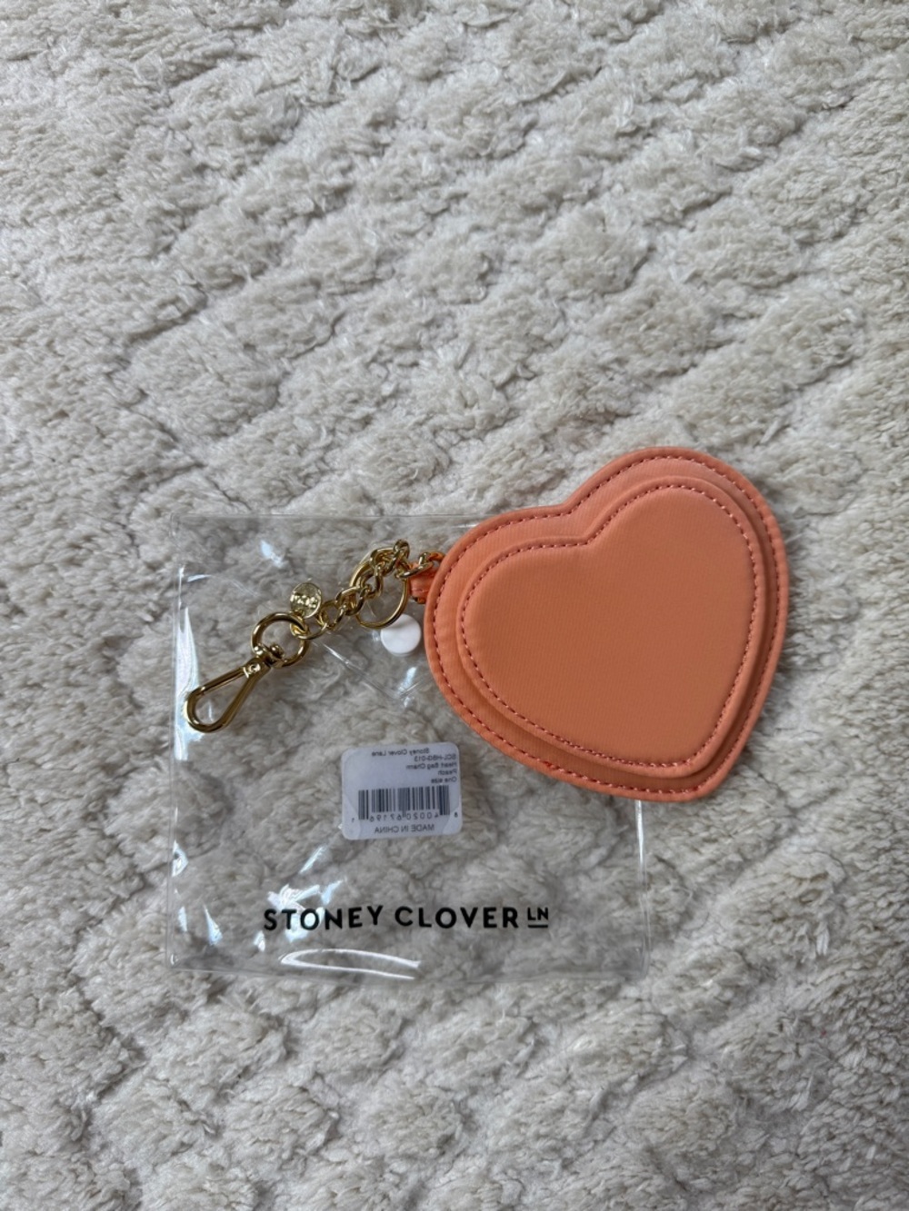 NEW Stoney Clover Heart Bag Charm, Peach